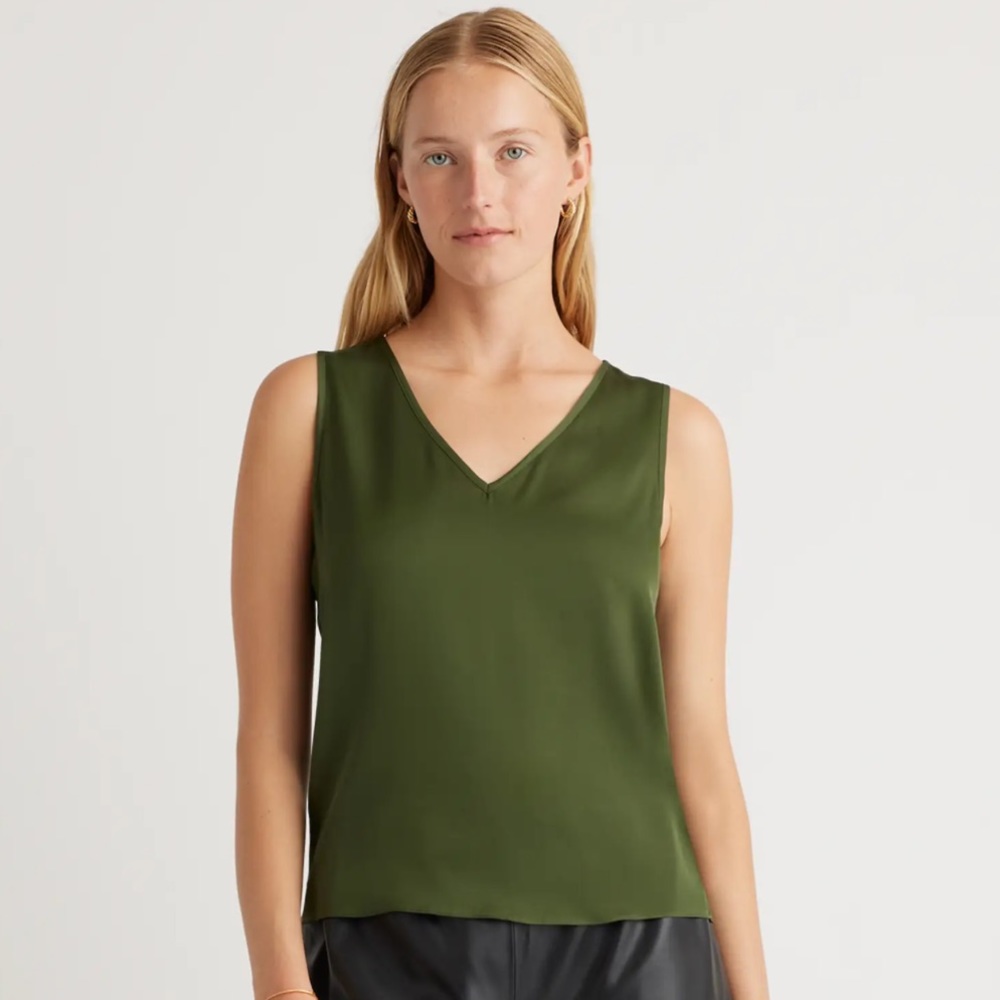 Quince washable silk top in green